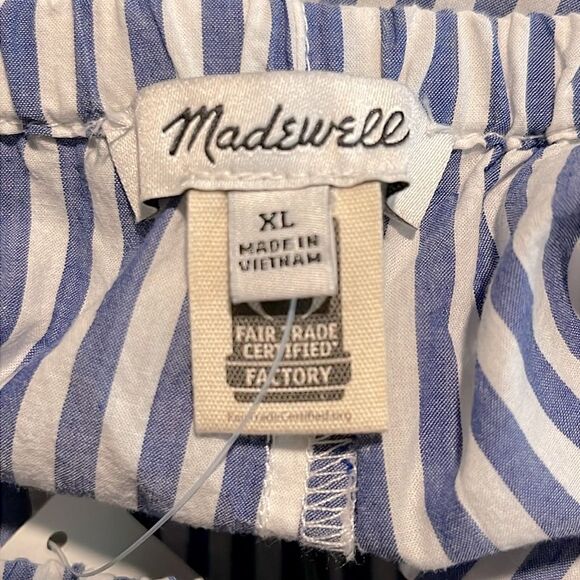 Madewell NWT Drawstring Pull-On Shorts in Pure Blue Stripe Size XL - Picture 8 of 9